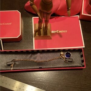 NWT Y2K Juicy Couture Toggle chain bracelet with skull and blue gem charms